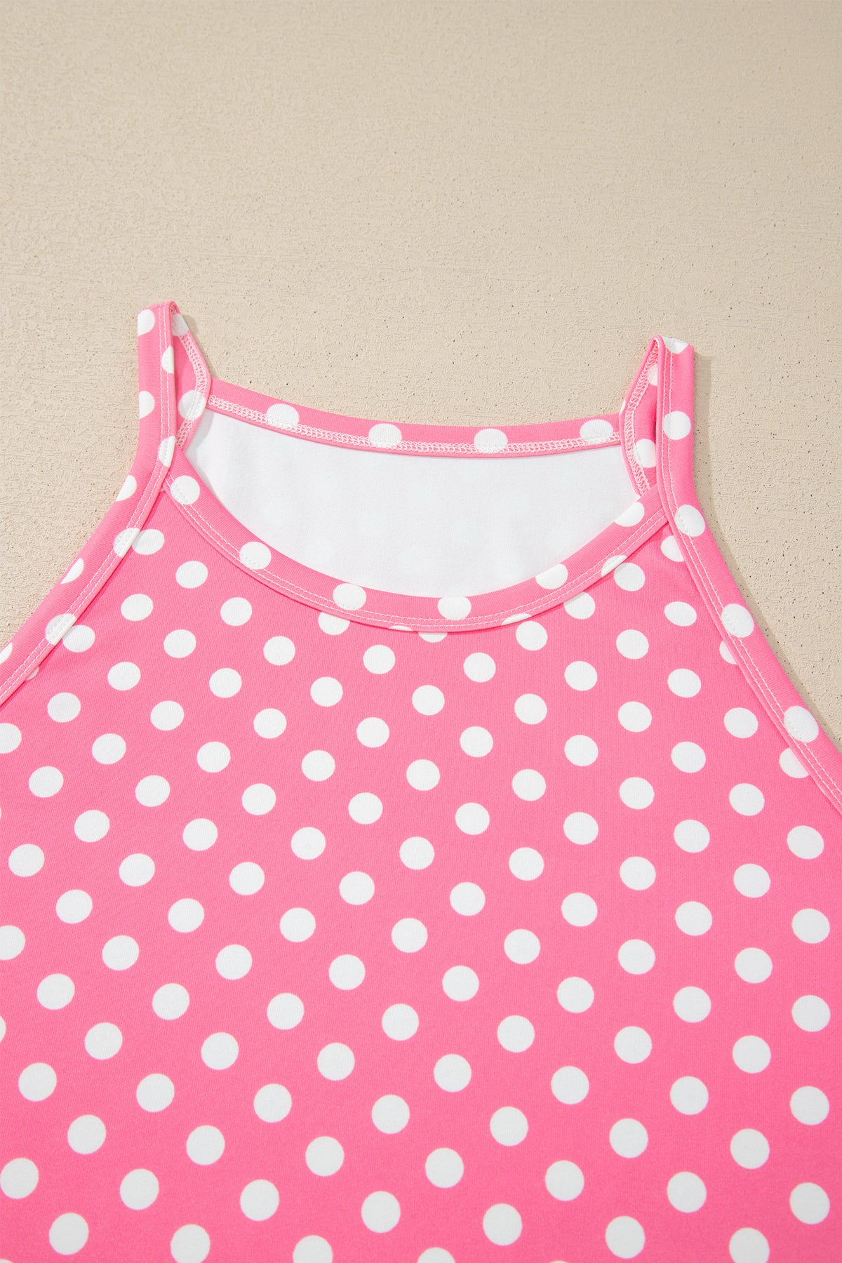 Pink & White Polka Dot Loungewear Slim Tank & Pants Set