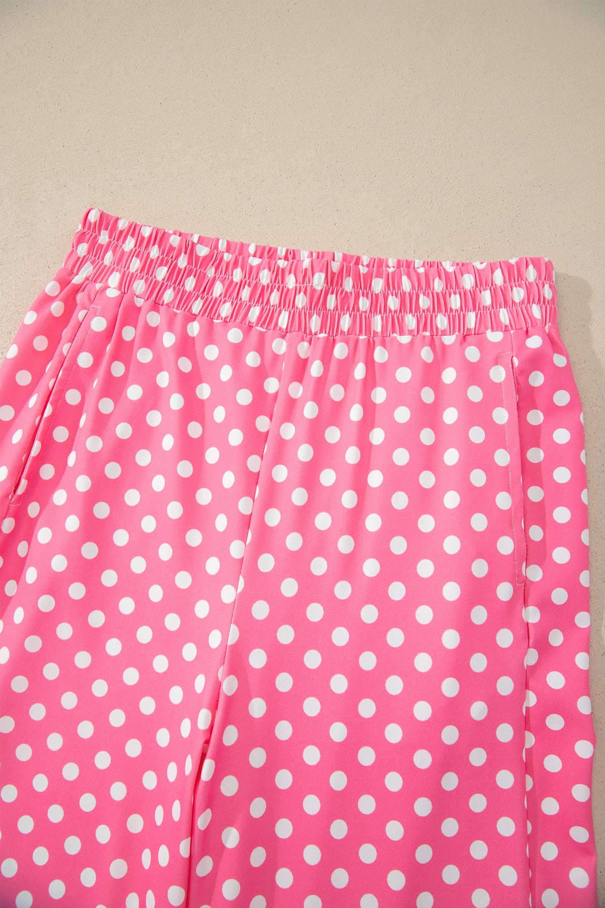 Pink & White Polka Dot Loungewear Slim Tank & Pants Set