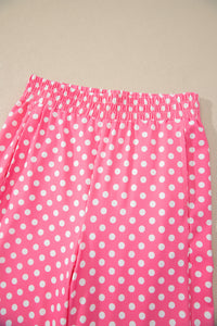 Pink & White Polka Dot Loungewear Slim Tank & Pants Set