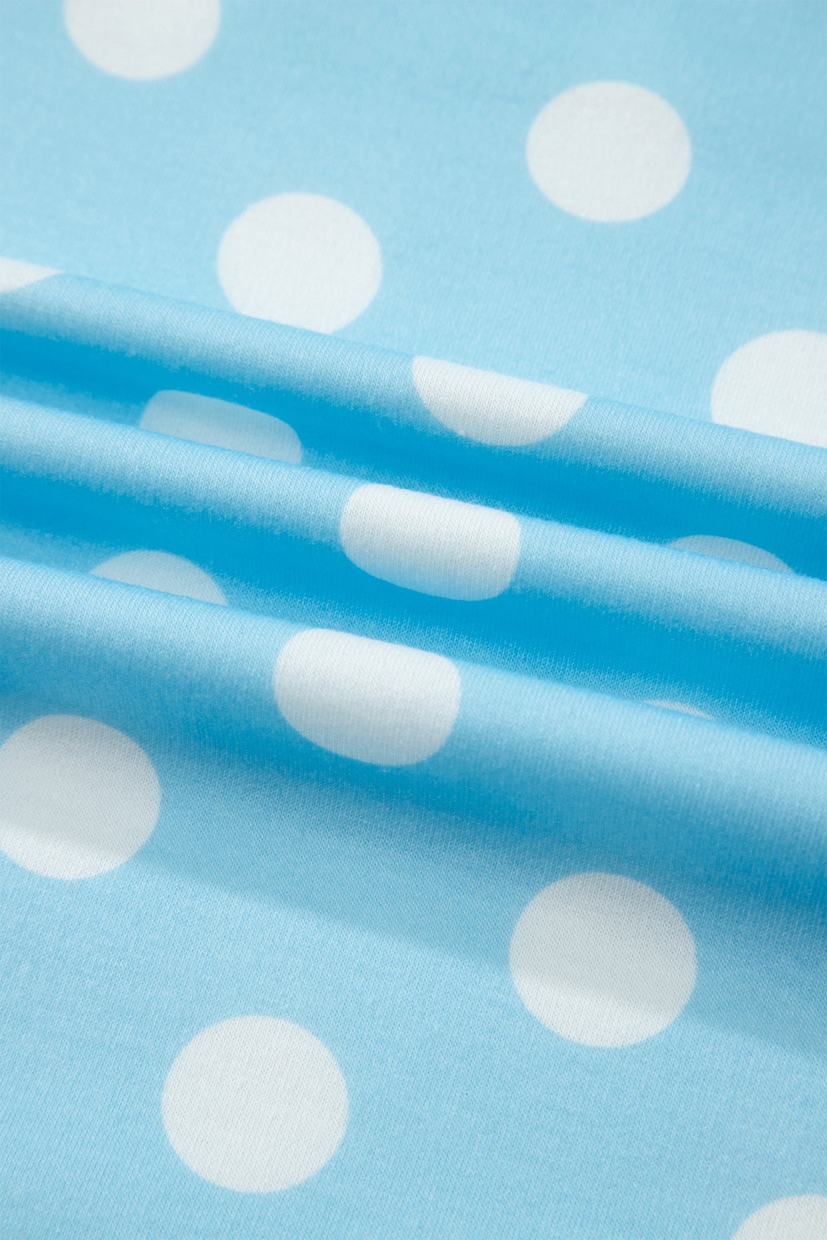 Baby Blue (2 pcs) Polka Dot with Pink Contrast Short Sleeve Top & Pants Lounge Set