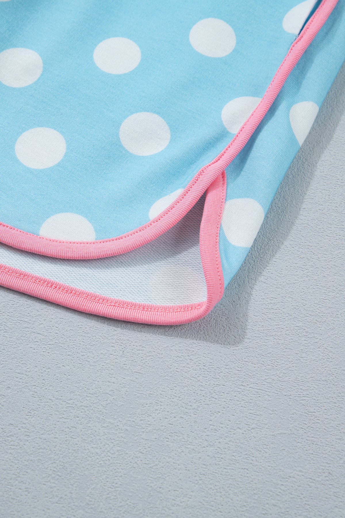 Baby Blue Polka Dot Drawstring Lounge Shorts w/Pink Contrast