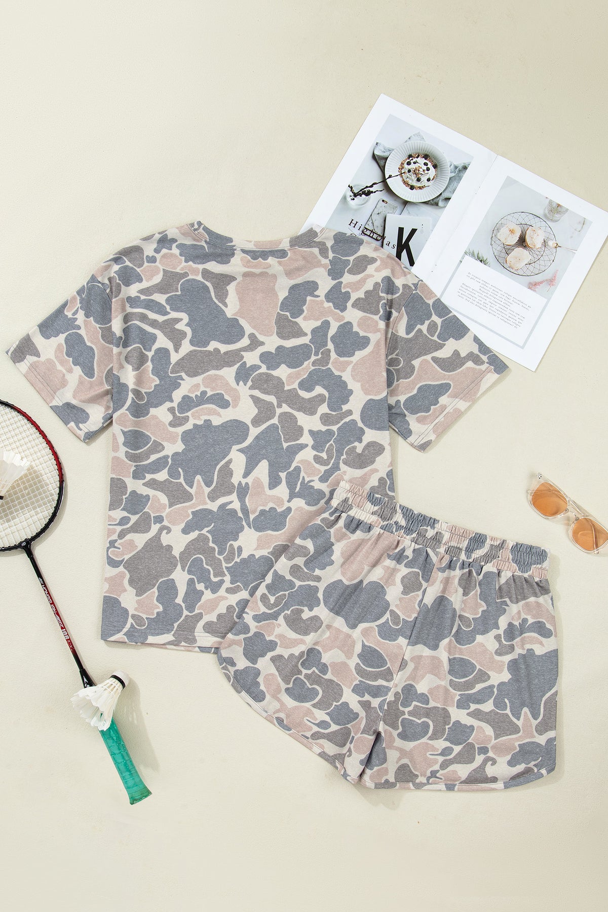 Camo Lightweight Drawstring Shorts w/Pockets (Matching Top Sold Separately)