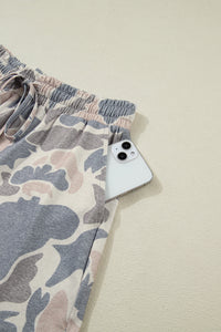 Camo Lightweight Drawstring Shorts w/Pockets (Matching Top Sold Separately)