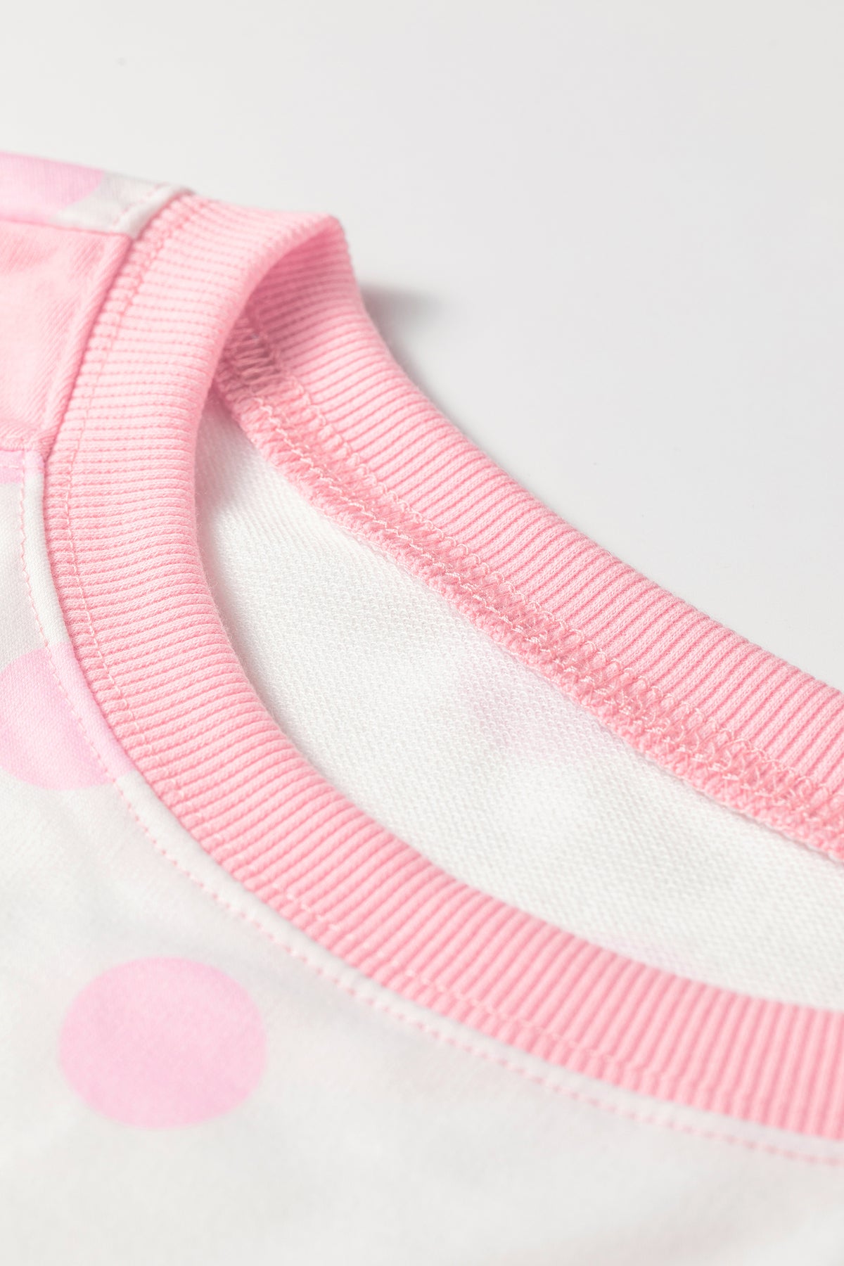 Pink & White Color Block Polka Dot Wide Leg Loungewear Set