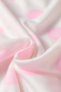 Pink & White Color Block Polka Dot Wide Leg Loungewear Set