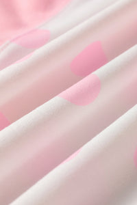Pink & White Color Block Polka Dot Wide Leg Loungewear Set