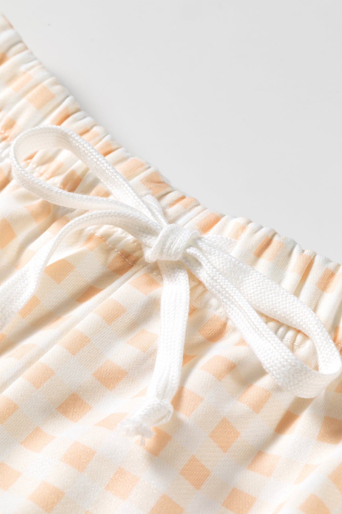 Gingham (Cream) Drawstring Shorts w/Pockets (Matching Top Sold Separately)