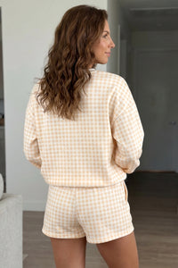 Gingham (Cream) Baggy Lightweight Sweatshirt (Matching Shorts Sold Separately)