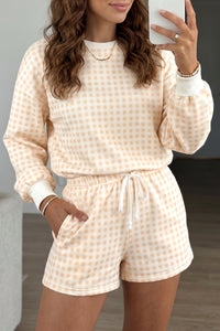 Gingham (Cream) Baggy Lightweight Sweatshirt (Matching Shorts Sold Separately)