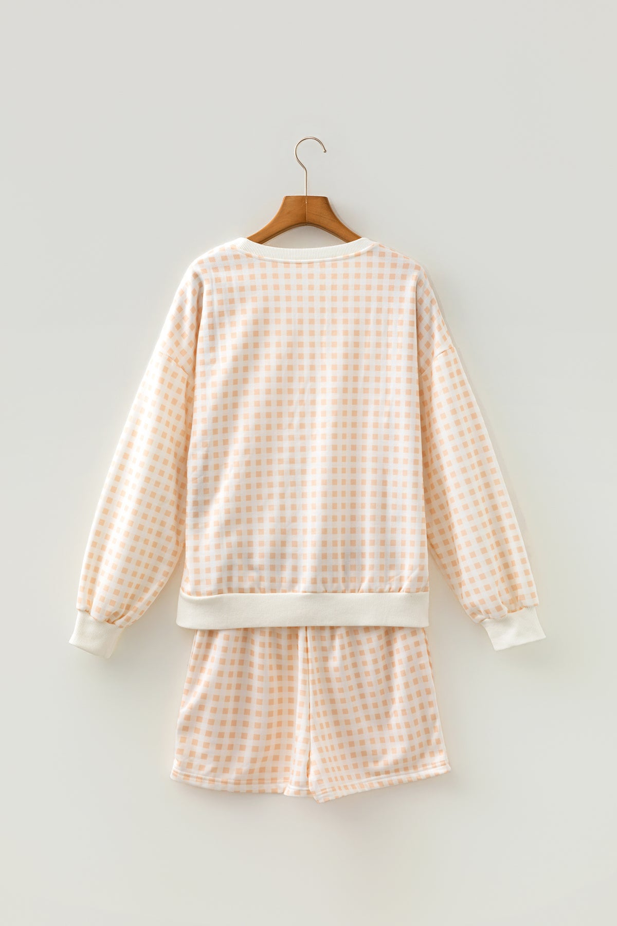 Gingham (Cream) Baggy Lightweight Sweatshirt (Matching Shorts Sold Separately)