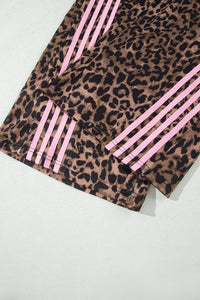 Leopard Print Track Suit w/Pink Striped Detail - Hoodie & Pants