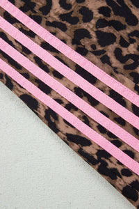 Leopard Print Track Suit w/Pink Striped Detail - Hoodie & Pants