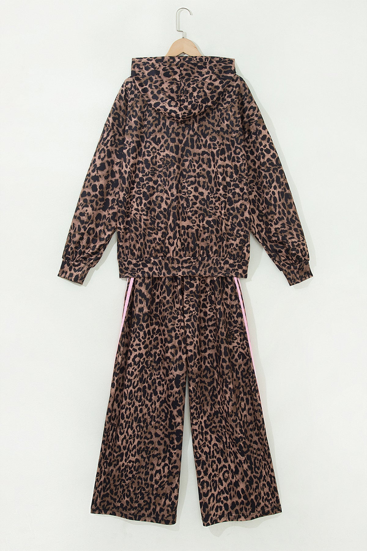 Leopard Print Track Suit w/Pink Striped Detail - Hoodie & Pants