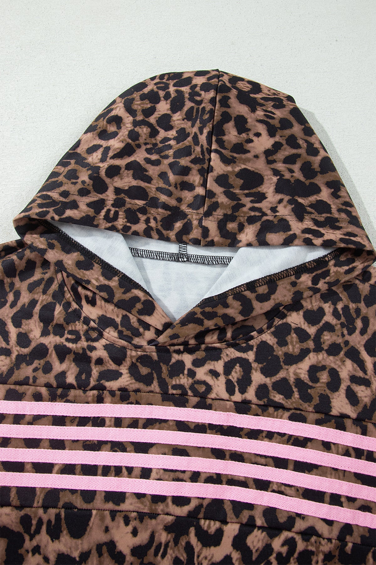 Leopard Print Track Suit w/Pink Striped Detail - Hoodie & Pants