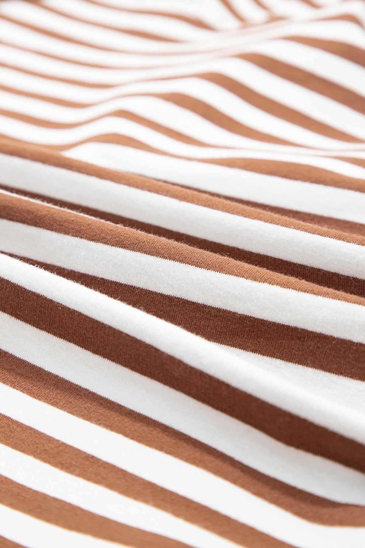 Brown Striped (Cotton) Patchwork Quarter Zip Top