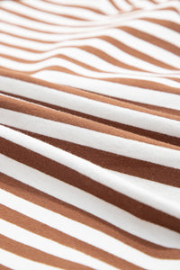 Brown Striped (Cotton) Patchwork Quarter Zip Top