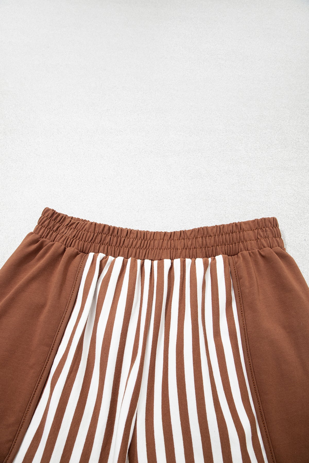 Brown Striped (Cotton) Patchwork Shorts w/Pockets