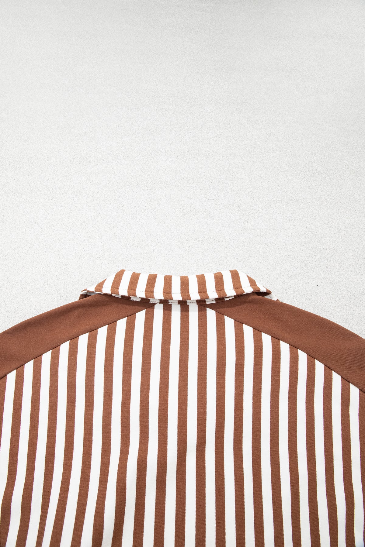 Brown Striped (Cotton) Patchwork Quarter Zip Top