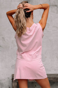 Light Pink Mineral Wash Cotton Sleeveless Top
