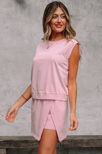 Light Pink Mineral Wash Cotton Sleeveless Top