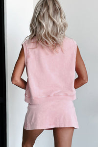 Light Pink Mineral Wash Cotton Sleeveless Top