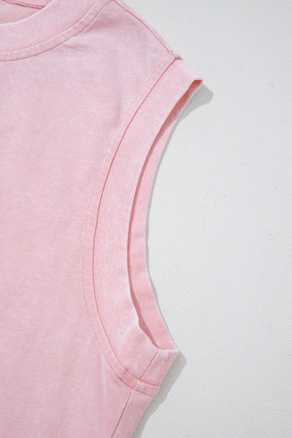 Light Pink Mineral Wash Cotton Sleeveless Top