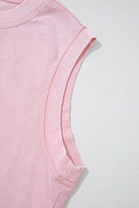 Light Pink Mineral Wash Cotton Sleeveless Top