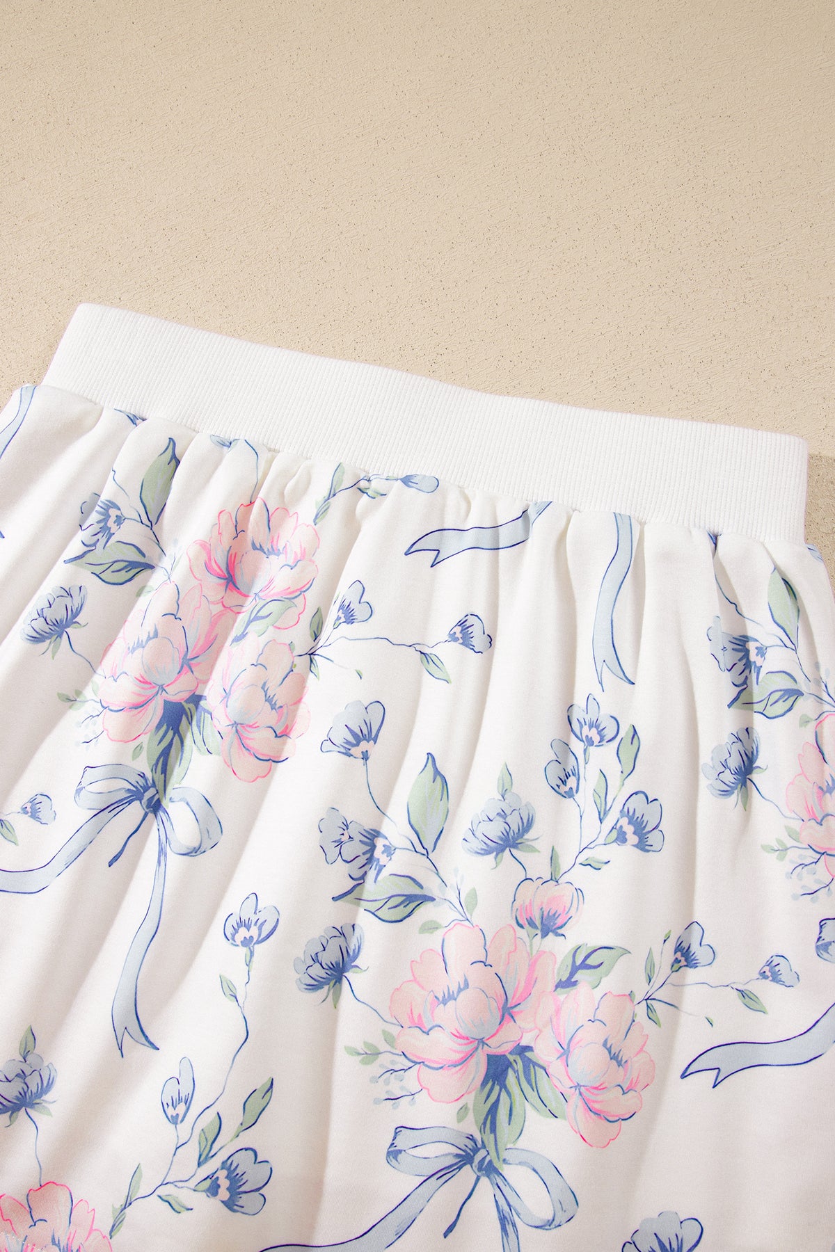 Floral & Bow Print Lightweight Skort