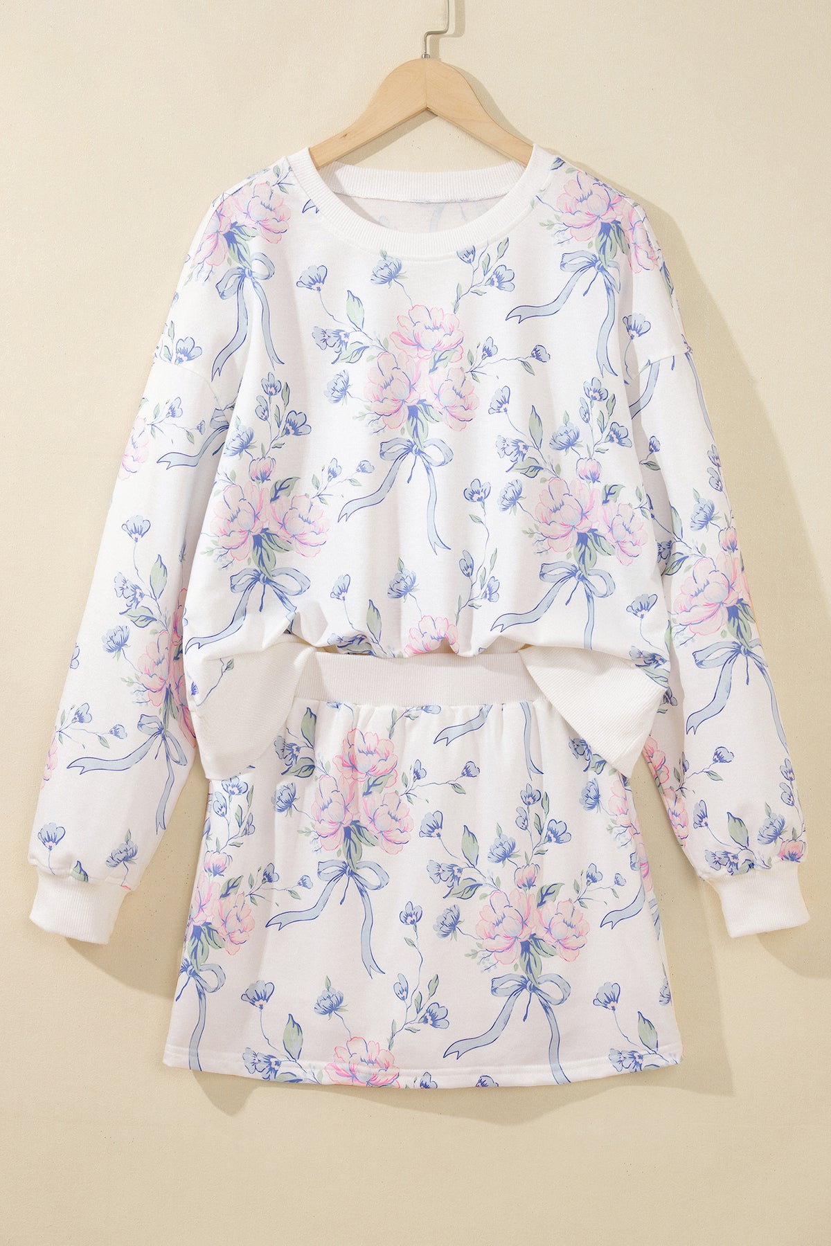 Floral & Bow Print Lightweight Skort