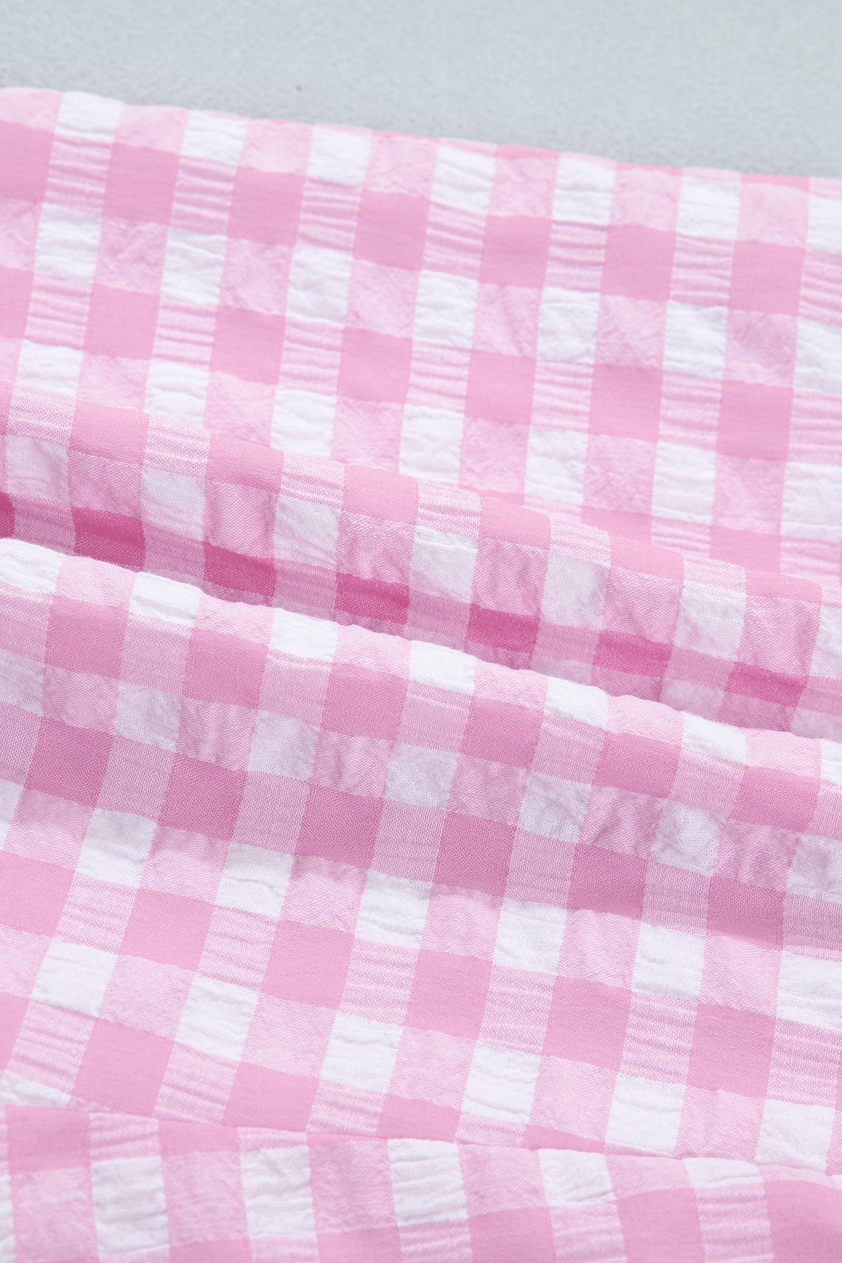 Gingham (Pink) Ruffled Bottom Shorts with Lace Drawstring