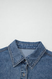 Blue Jean Cuffed Short Sleeve Denim Shirt with Chest Pockets
