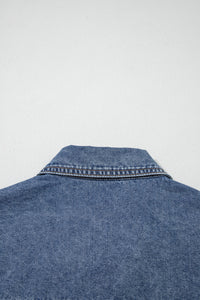 Blue Jean Cuffed Short Sleeve Denim Shirt with Chest Pockets