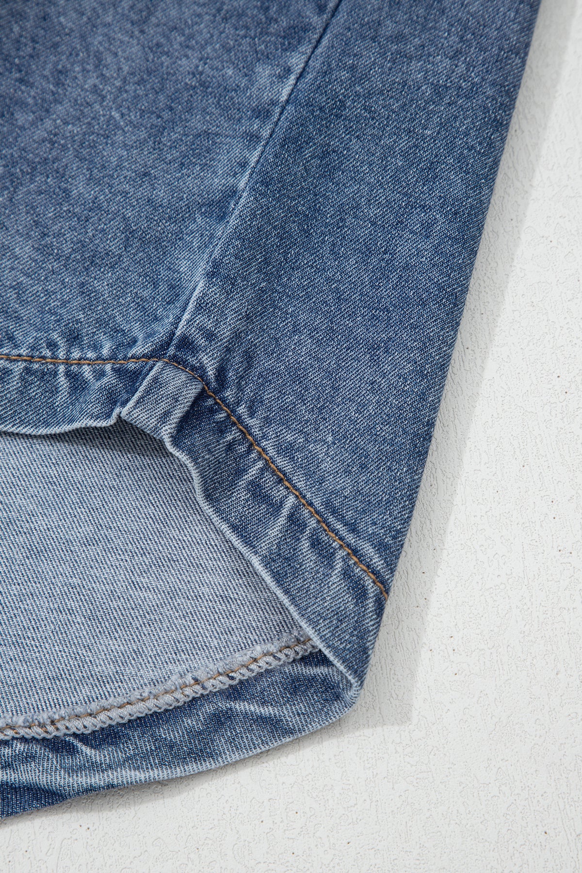 Blue Jean Cuffed Short Sleeve Denim Shirt with Chest Pockets