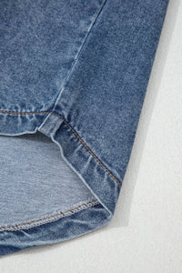 Blue Jean Cuffed Short Sleeve Denim Shirt with Chest Pockets