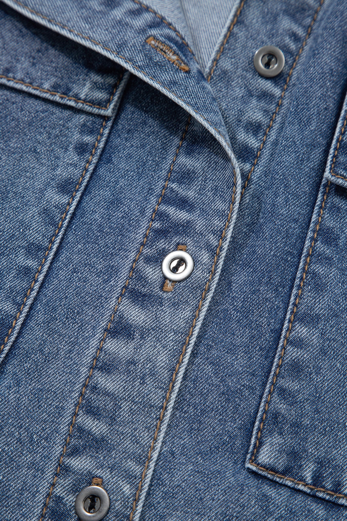 Blue Jean Cuffed Short Sleeve Denim Shirt with Chest Pockets
