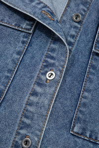 Blue Jean Cuffed Short Sleeve Denim Shirt with Chest Pockets