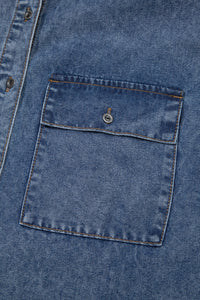Blue Jean Cuffed Short Sleeve Denim Shirt with Chest Pockets
