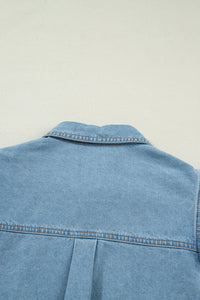Charlene Denim Puff Sleeve Button-Up Top