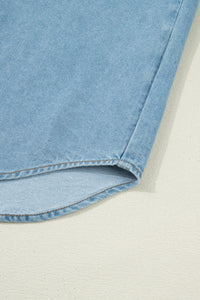 Charlene Denim Puff Sleeve Button-Up Top