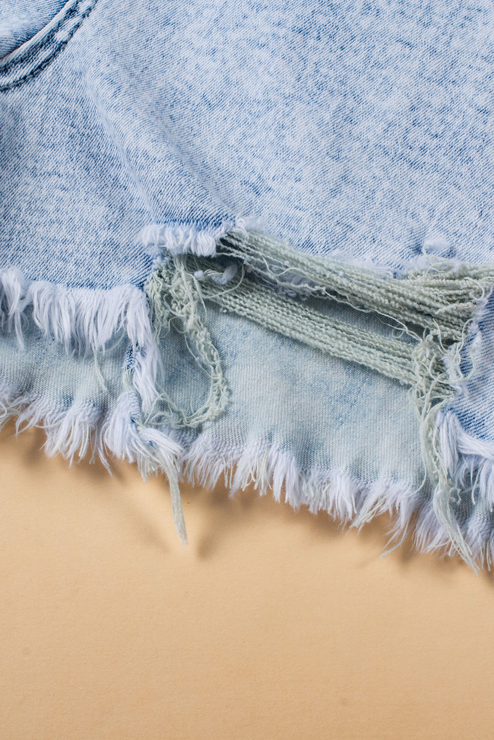 Tara (Acid Wash) Crossover Distressed Blue Jean Shorts