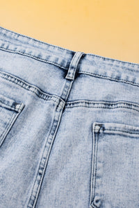 Tara (Acid Wash) Crossover Distressed Blue Jean Shorts