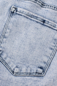 Tara (Acid Wash) Crossover Distressed Blue Jean Shorts