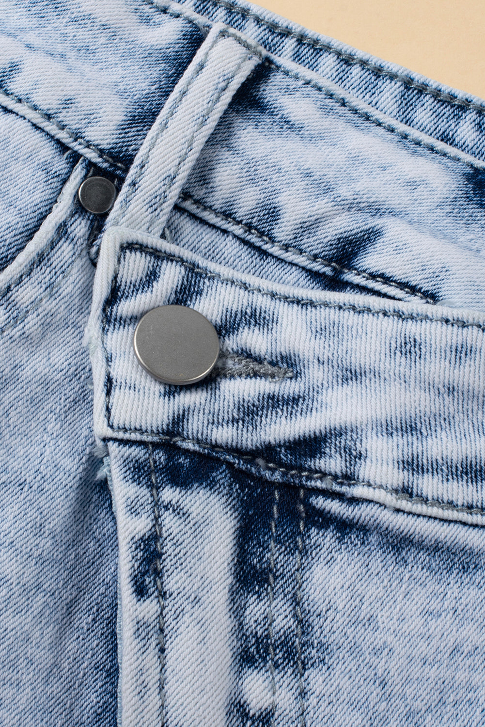 Tara (Acid Wash) Crossover Distressed Blue Jean Shorts