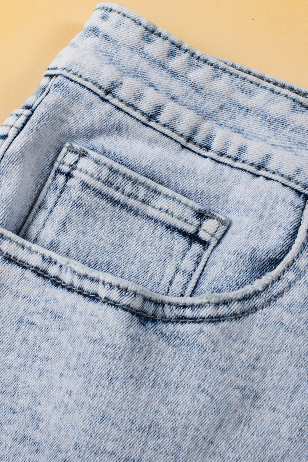 Tara (Acid Wash) Crossover Distressed Blue Jean Shorts