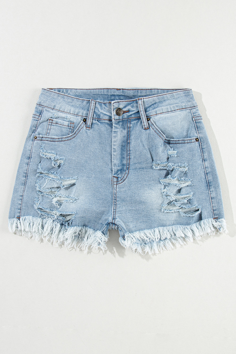 Susie Distressed Raw Hem Denim Shorts
