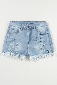 Susie Distressed Raw Hem Denim Shorts