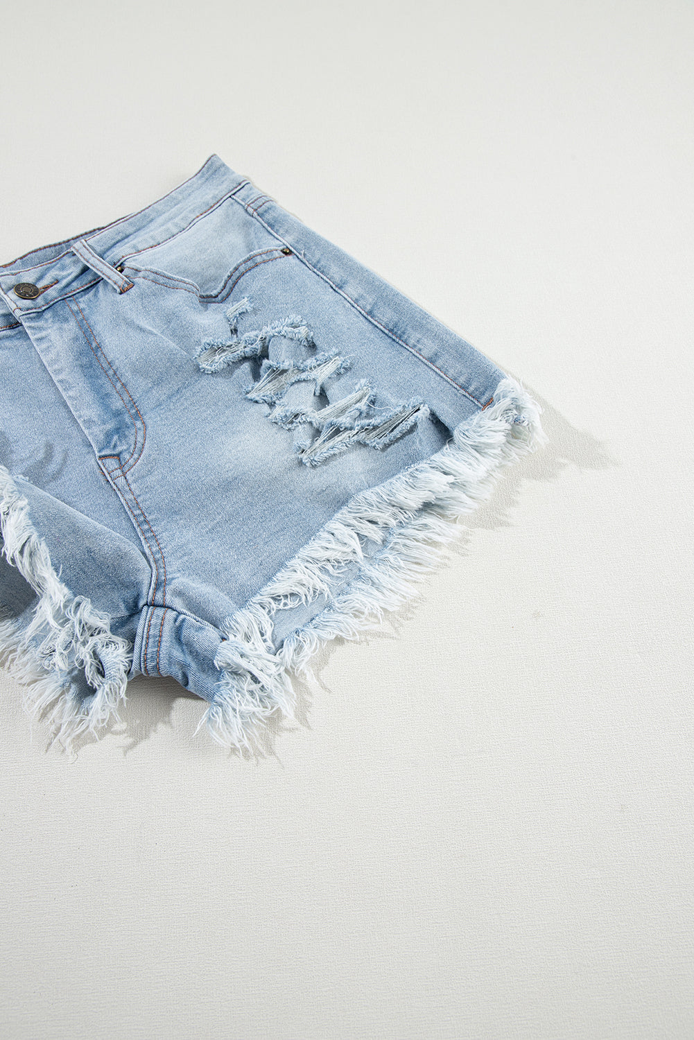 Susie Distressed Raw Hem Denim Shorts