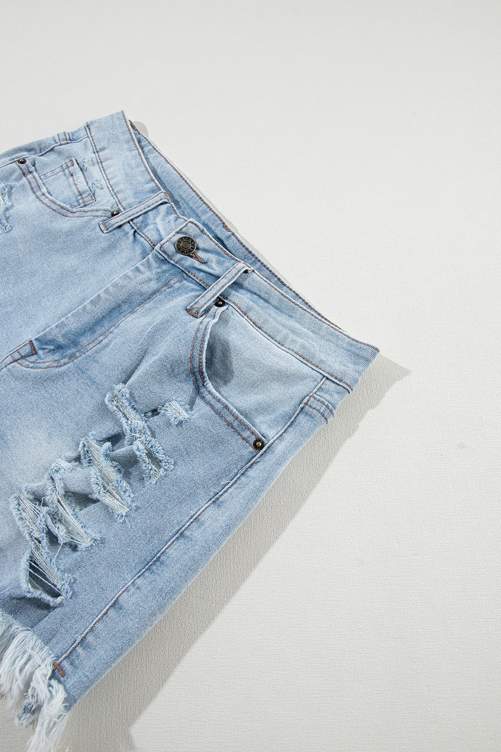 Susie Distressed Raw Hem Denim Shorts