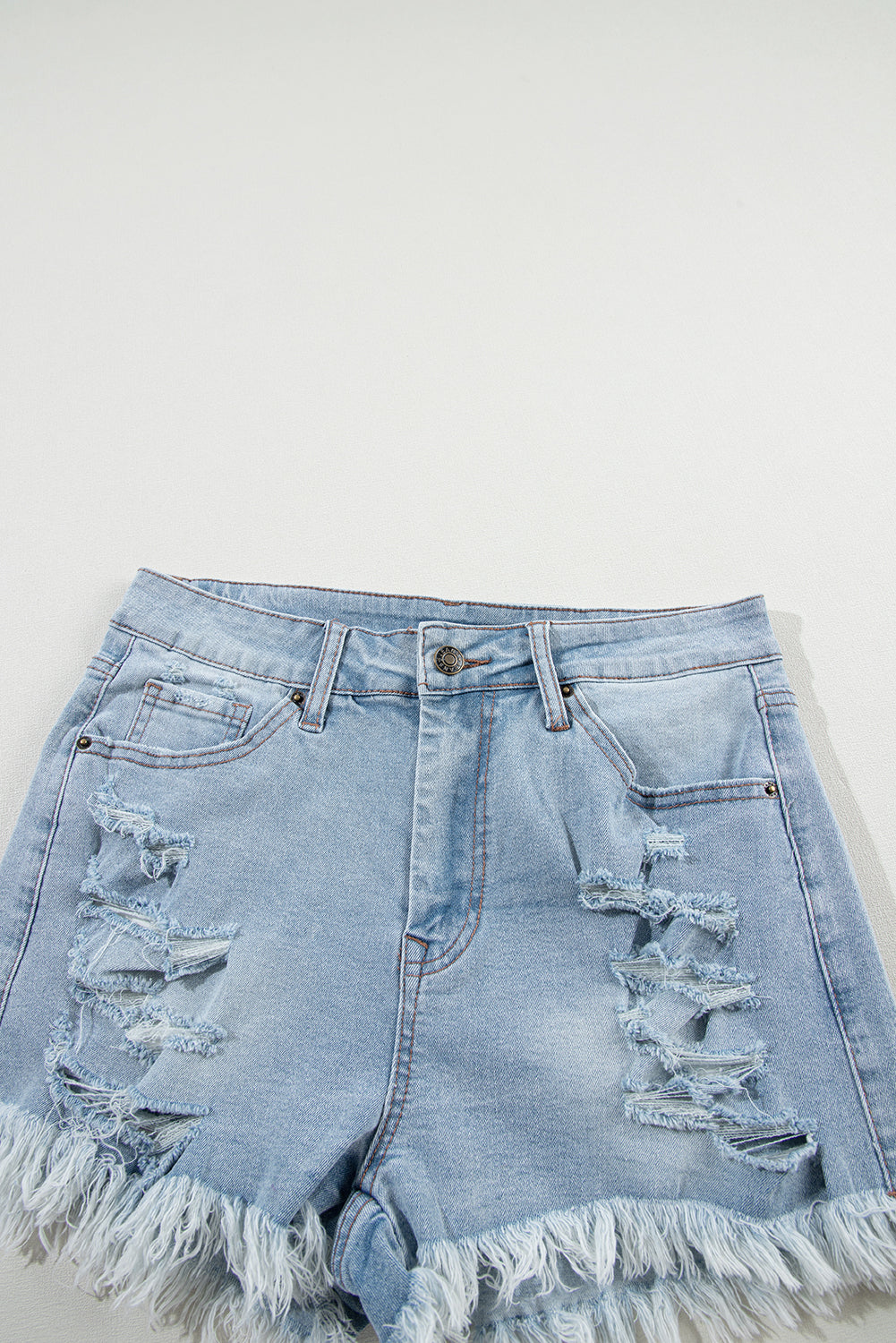 Susie Distressed Raw Hem Denim Shorts