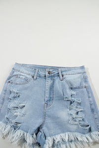 Susie Distressed Raw Hem Denim Shorts